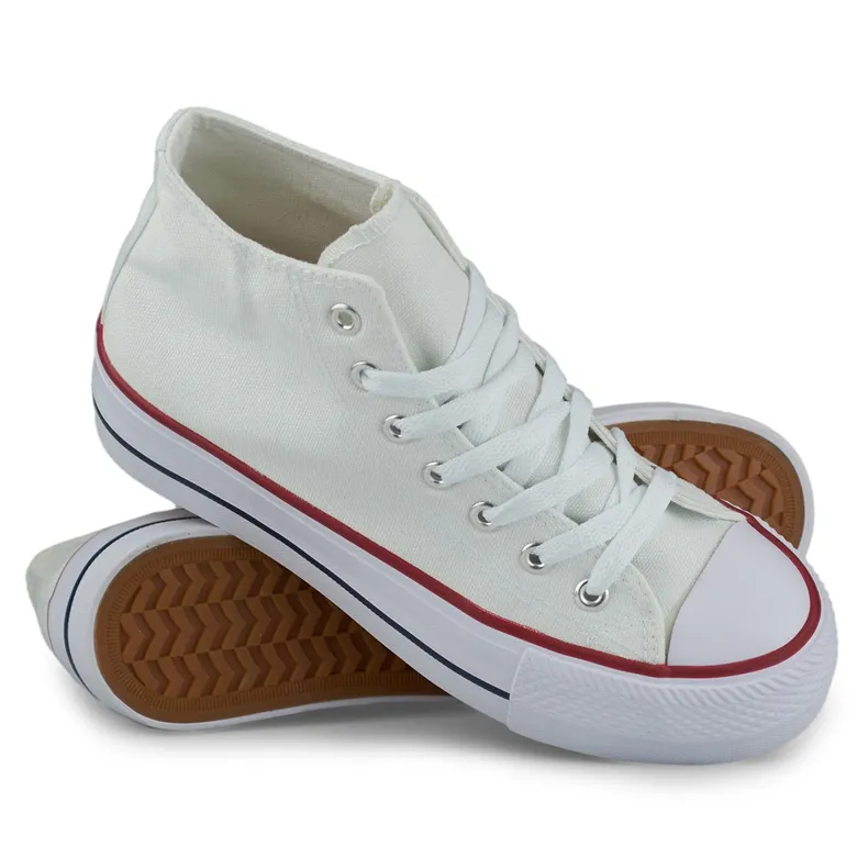 Women's white sneakers above the ankle