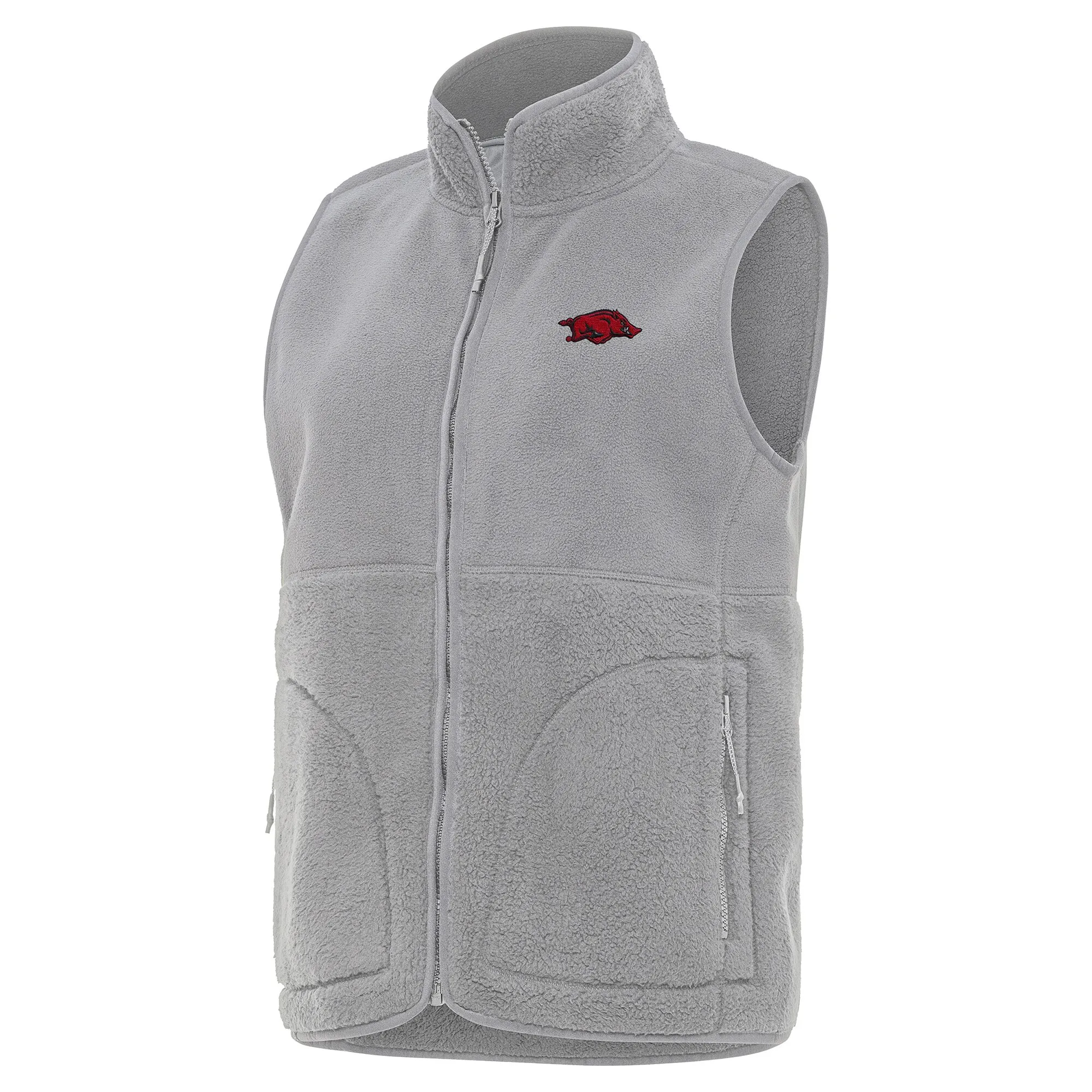 Women's Antigua  Gray Arkansas Razorbacks Nostalgic Full-Zip Vest