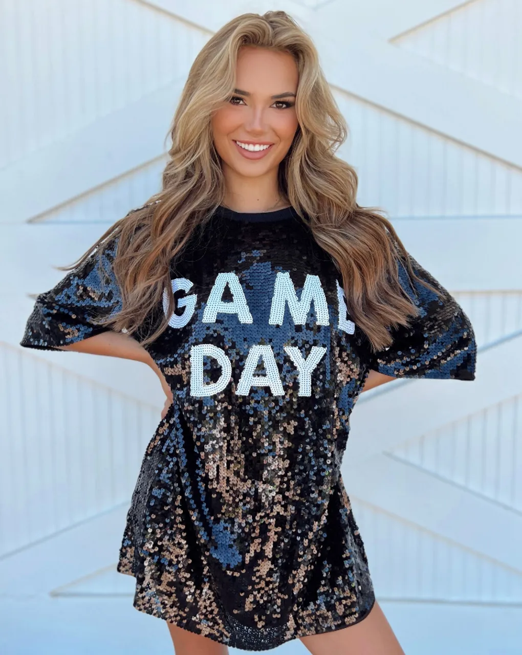 Women's Black Game Day Sequin Jersey Tunic