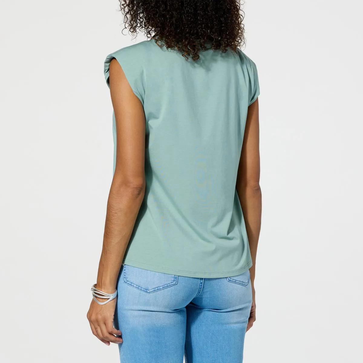      WynneLayers Cotton-Blend Sleeveless Top with Shoulder Pads     