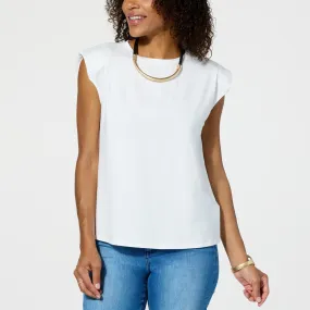      WynneLayers Cotton-Blend Sleeveless Top with Shoulder Pads     