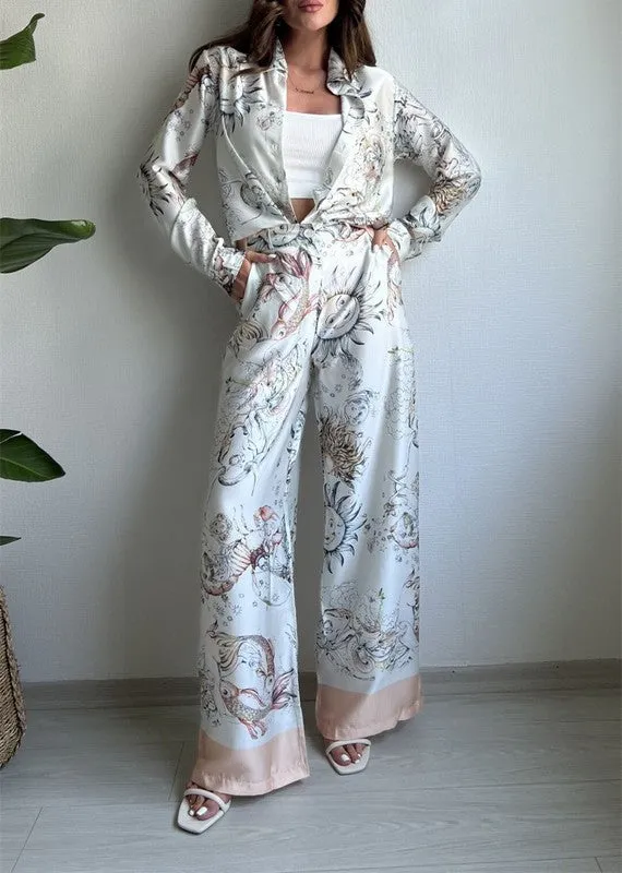 Yareli Satin Printed Straight Leg Pants ( See Matching Top )