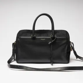 YSL Black Leather and Pony Hair Duffle Bag